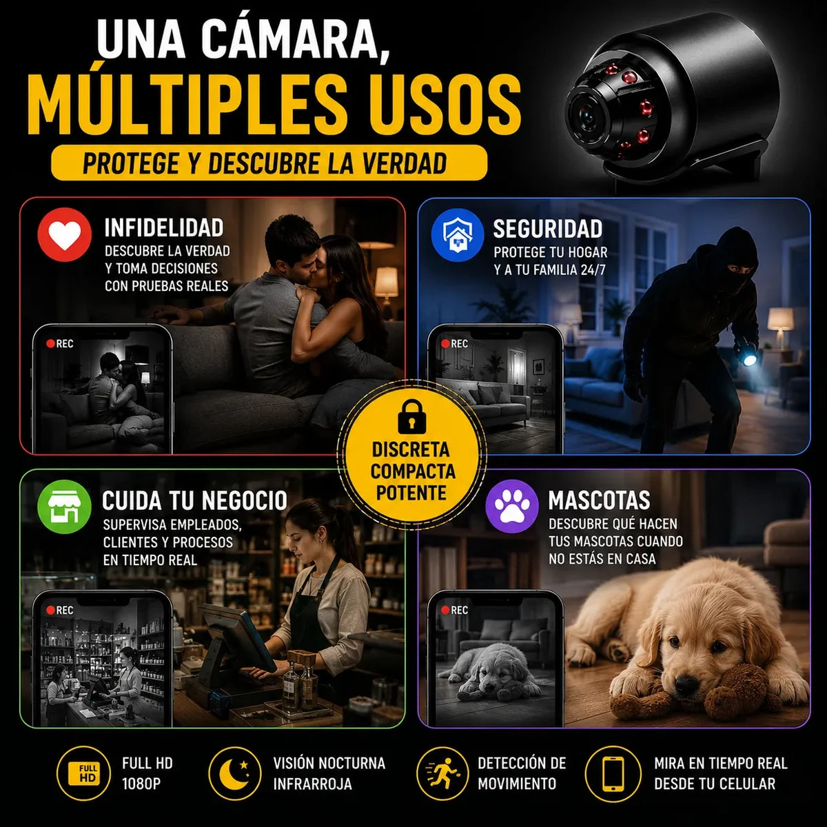 Mini Cámara Espía: | SUPERVISA TODO SIN QUE LO NOTEN